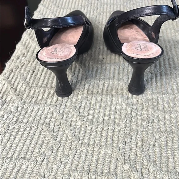 Clarks Black Heeled Slingback Shoes - Picture 3 of 10